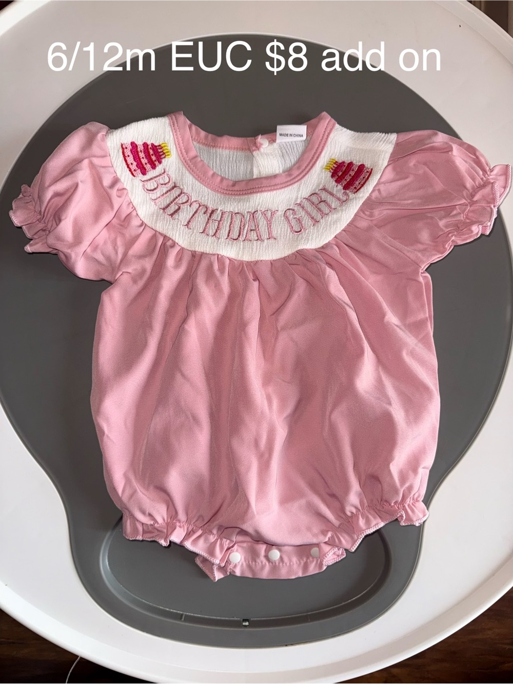 Pink "Birthday Girl" Baby Bubble Romper